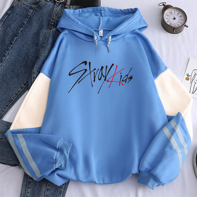 New Korean Style Kpop Straykids Stray Kids Album Women/men Hoodies Patchwork Hooded Tops Pullovers Sweatshirts Long Sleeve