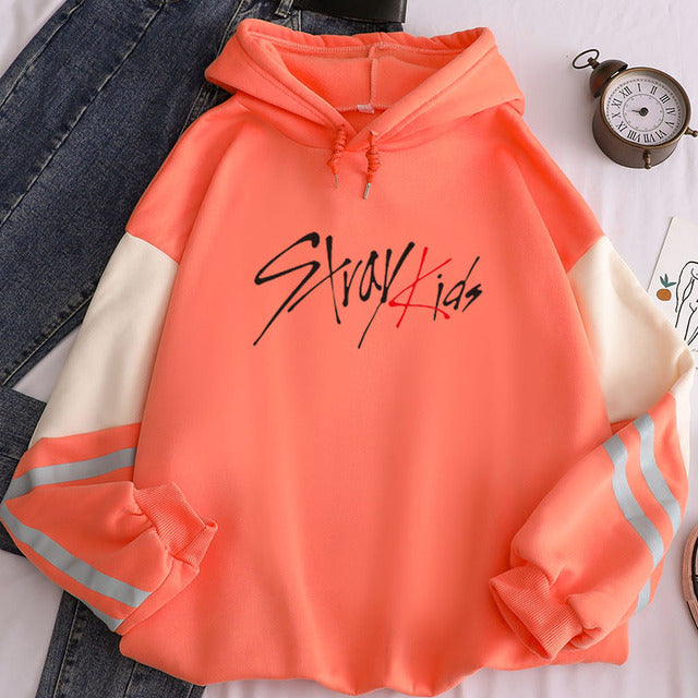 New Korean Style Kpop Straykids Stray Kids Album Women/men Hoodies Patchwork Hooded Tops Pullovers Sweatshirts Long Sleeve