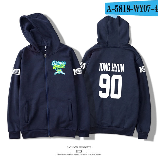 New Shinee Jonghyun Kpop R.I.P. Zipper Hoodies Sweatshirt Men Women Hoodie Casual