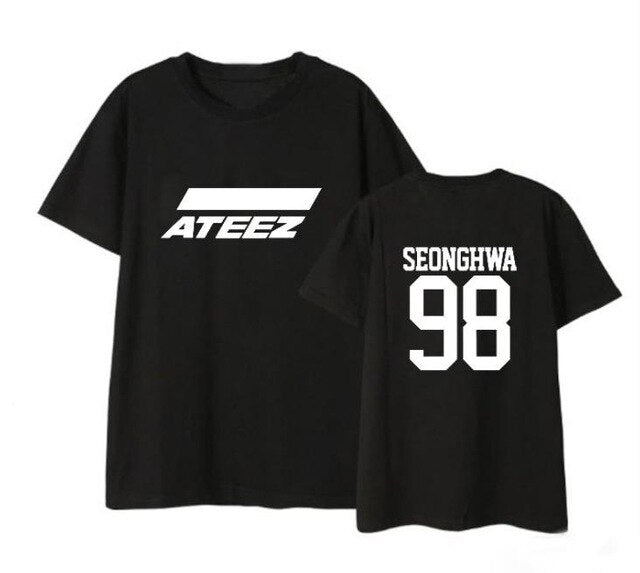 ateez member name kpop unisex loose t-shirt for top tees - Kpopshop
