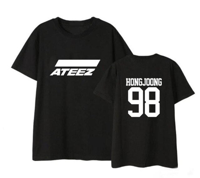 ateez member name kpop unisex loose t-shirt for top tees - Kpopshop