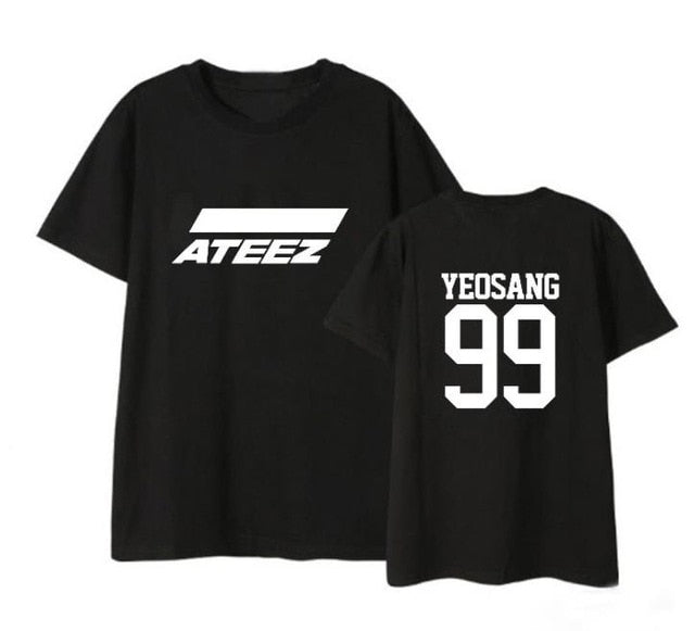 ateez member name kpop unisex loose t-shirt for top tees - Kpopshop