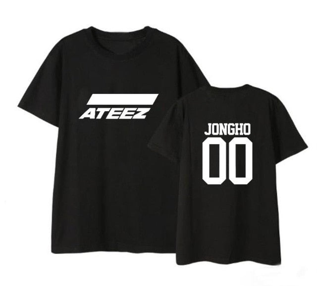 ateez member name kpop unisex loose t-shirt for top tees - Kpopshop