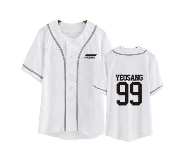 kpop ateez member name baseball for k-pop unisex loose t-shirt - Kpopshop