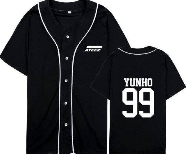 kpop ateez member name baseball for k-pop unisex loose t-shirt - Kpopshop