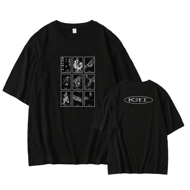 New arrival kpop Exo kai album same photos printing t-shirt unisex summer o neck dropped shoulder sleeve t-shirt