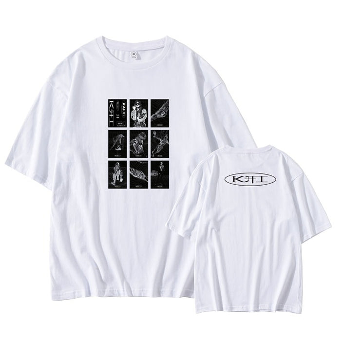 New arrival kpop Exo kai album same photos printing t-shirt unisex summer o neck dropped shoulder sleeve t-shirt