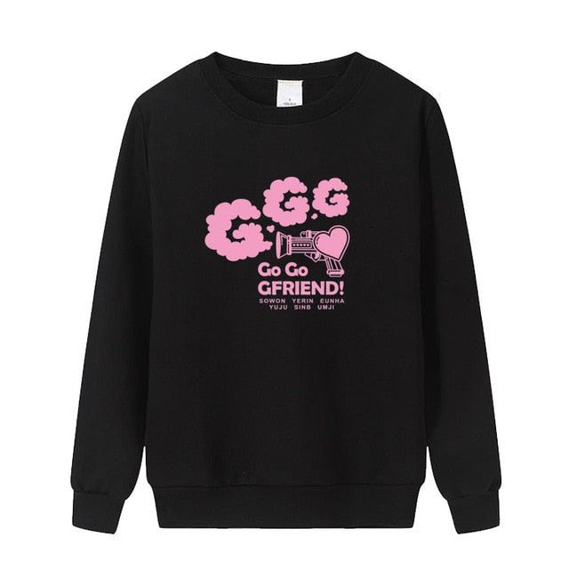kpop gfriend go go concert same all member names printing o neck thin sweatshirt unisex