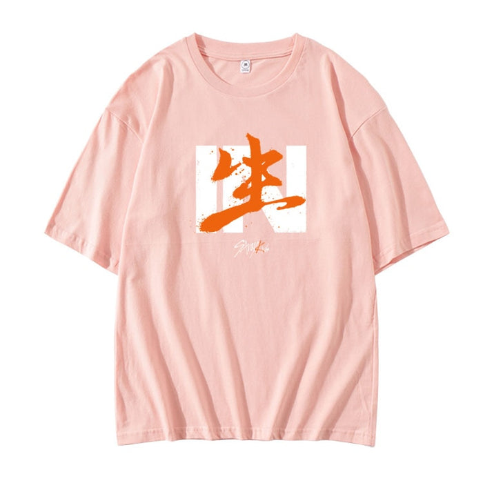 New arrival kpop straykids in album same printing dropped shoulder sleeve t shirt unisex stray kids t-shirt for summer
