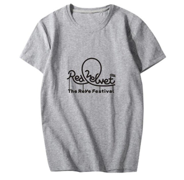 New arrival summer style Red Velvet album red festival member name printing t shirt k-pop o neck short sleeve unisex t-shirt