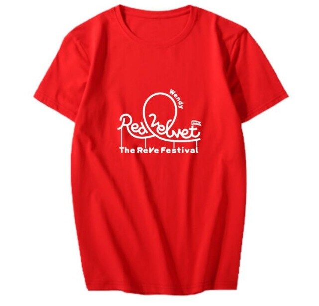 New arrival summer style Red Velvet album red festival member name printing t shirt k-pop o neck short sleeve unisex t-shirt