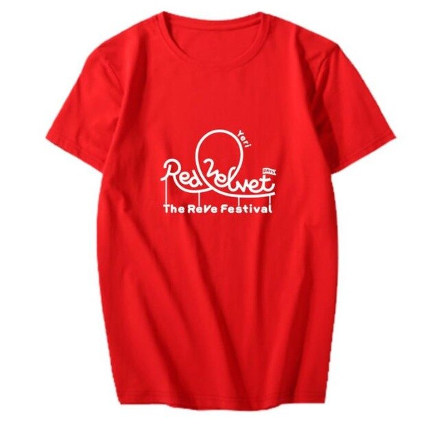 New arrival summer style Red Velvet album red festival member name printing t shirt k-pop o neck short sleeve unisex t-shirt