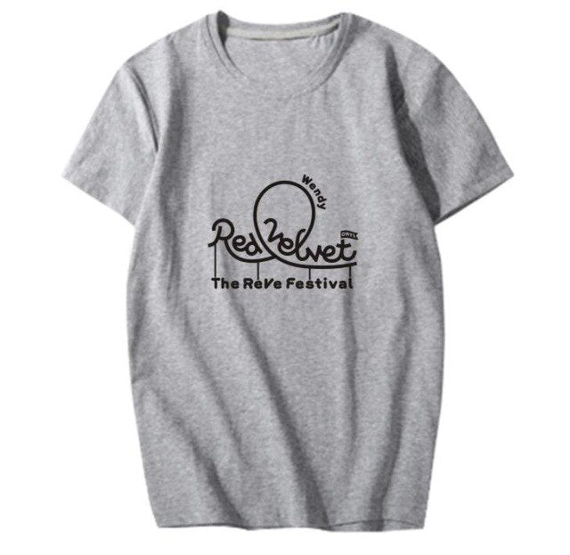 New arrival summer style Red Velvet album red festival member name printing t shirt k-pop o neck short sleeve unisex t-shirt
