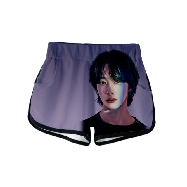 Popular Kpop MONSTA X Tracksuit Women Tracksuit Two Piece Set Crop Tops+shorts Girls Sexy clothes cool Summer Short sets Album