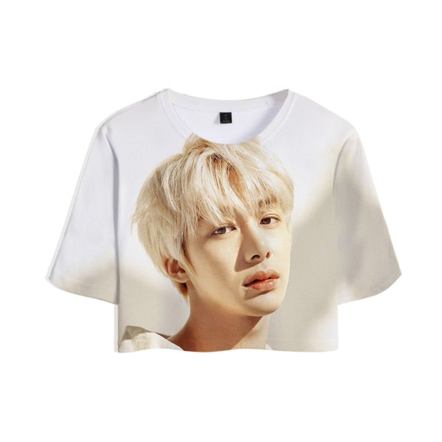 Popular Kpop MONSTA X Tracksuit Women Tracksuit Two Piece Set Crop Tops+shorts Girls Sexy clothes cool Summer Short sets Album