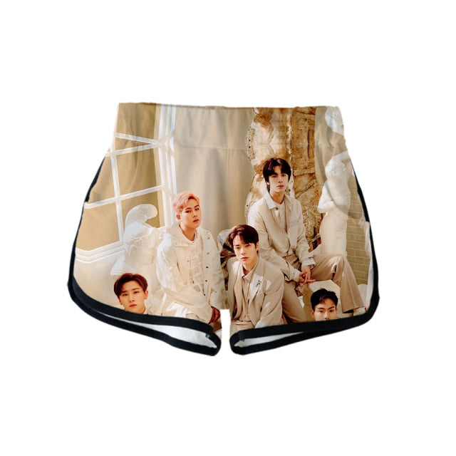 Popular Kpop MONSTA X Tracksuit Women Tracksuit Two Piece Set Crop Tops+shorts Girls Sexy clothes cool Summer Short sets Album