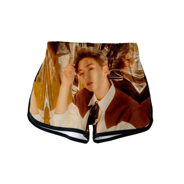 Popular Kpop MONSTA X Tracksuit Women Tracksuit Two Piece Set Crop Tops+shorts Girls Sexy clothes cool Summer Short sets Album