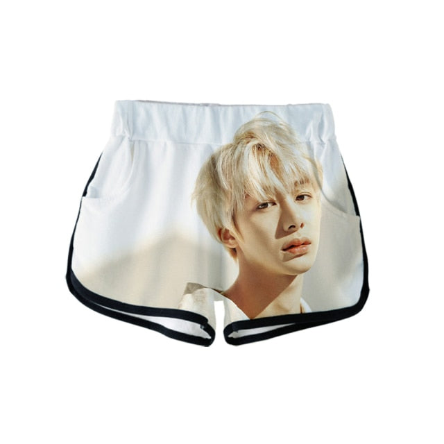 Popular Kpop MONSTA X Tracksuit Women Tracksuit Two Piece Set Crop Tops+shorts Girls Sexy clothes cool Summer Short sets Album