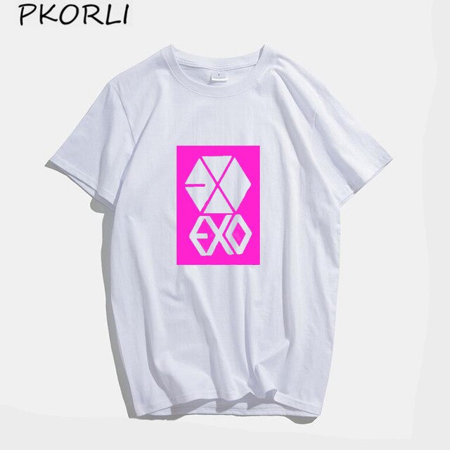 ROSE EXO Kpop T Shirt Women Men Fashion Summer Women's Cotton T-shirt Lady Girls Korean Style Tshirt Blsck White Tops