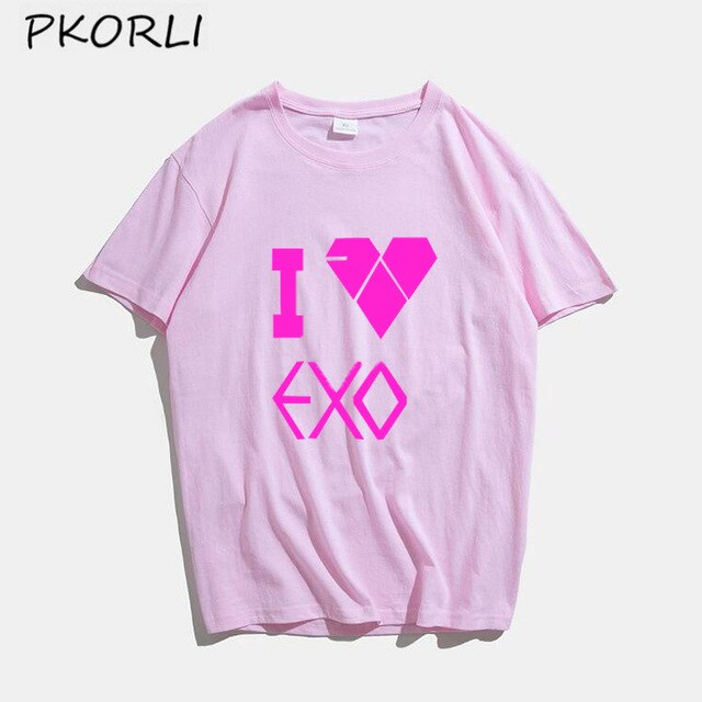 ROSE EXO Kpop T Shirt Women Men Fashion Summer Women's Cotton T-shirt Lady Girls Korean Style Tshirt Blsck White Tops