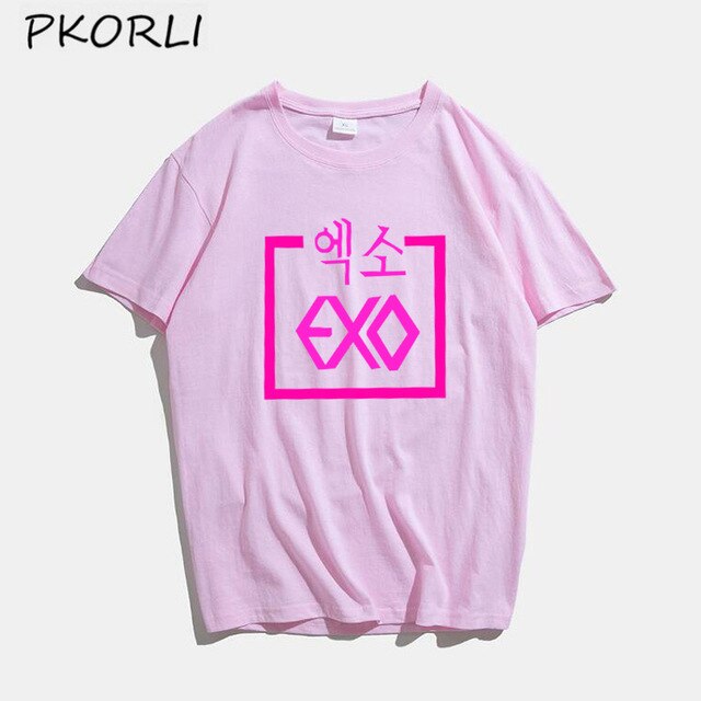 ROSE EXO Kpop T Shirt Women Men Fashion Summer Women's Cotton T-shirt Lady Girls Korean Style Tshirt Blsck White Tops