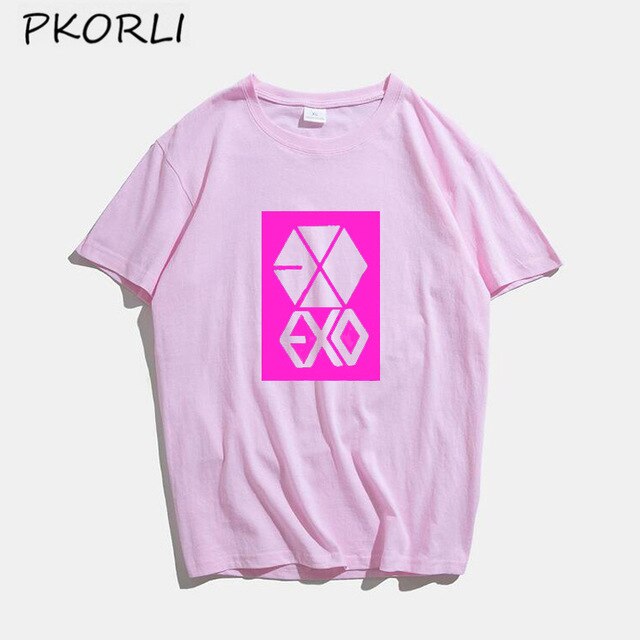 ROSE EXO Kpop T Shirt Women Men Fashion Summer Women's Cotton T-shirt Lady Girls Korean Style Tshirt Blsck White Tops