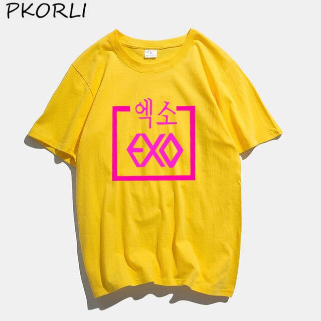 ROSE EXO Kpop T Shirt Women Men Fashion Summer Women's Cotton T-shirt Lady Girls Korean Style Tshirt Blsck White Tops