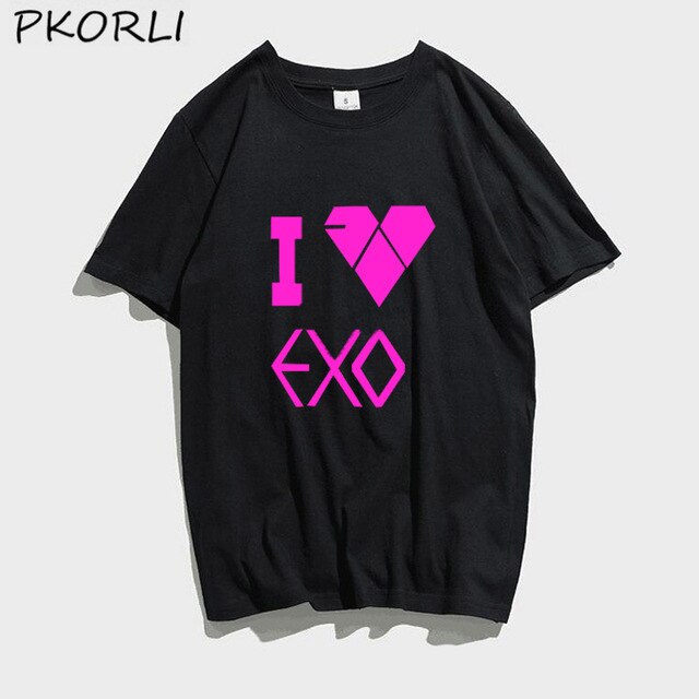 ROSE EXO Kpop T Shirt Women Men Fashion Summer Women's Cotton T-shirt Lady Girls Korean Style Tshirt Blsck White Tops