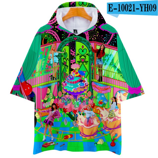 Red Velvet Kpop Men Women Hooded Tshirt Summer New Fashion Short Sleeve Male T-shirt Casual Tops 3D Print Clothes Funny Tee