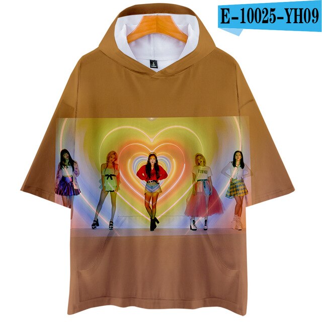 Red Velvet Kpop Men Women Hooded Tshirt Summer New Fashion Short Sleeve Male T-shirt Casual Tops 3D Print Clothes Funny Tee