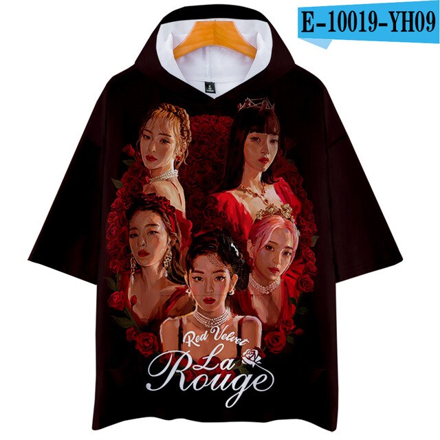Red Velvet Kpop Men Women Hooded Tshirt Summer New Fashion Short Sleeve Male T-shirt Casual Tops 3D Print Clothes Funny Tee