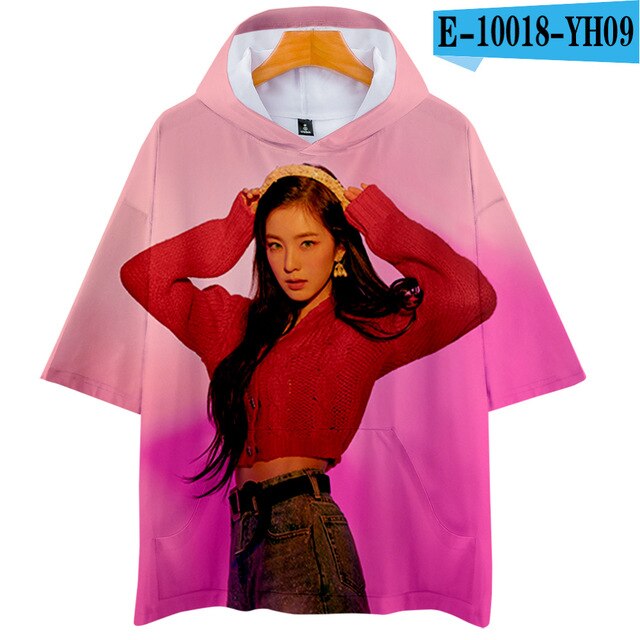 Red Velvet Kpop Men Women Hooded Tshirt Summer New Fashion Short Sleeve Male T-shirt Casual Tops 3D Print Clothes Funny Tee