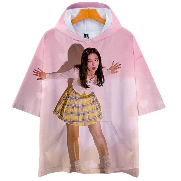 Red Velvet Kpop Men Women Hooded Tshirt Summer New Fashion Short Sleeve Male T-shirt Casual Tops 3D Print Clothes Funny Tee