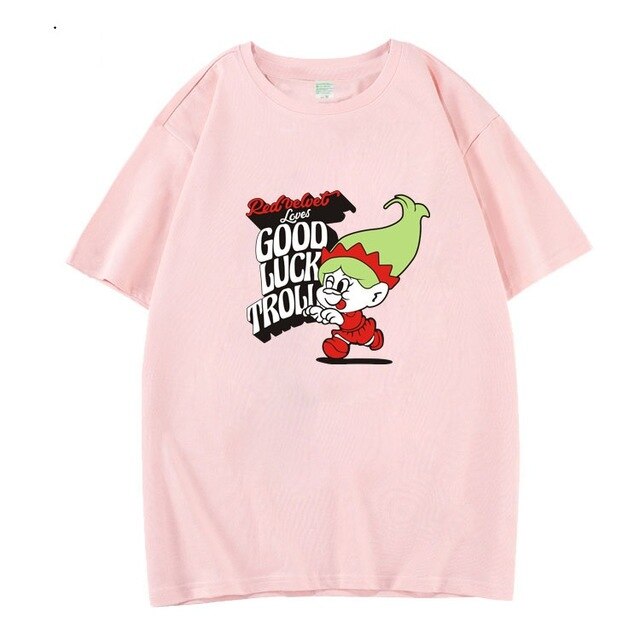 Red velvet good luck tolls all members cartoon images printing t shirt kpop unisex o neck short sleeve t-shirt 5 colors