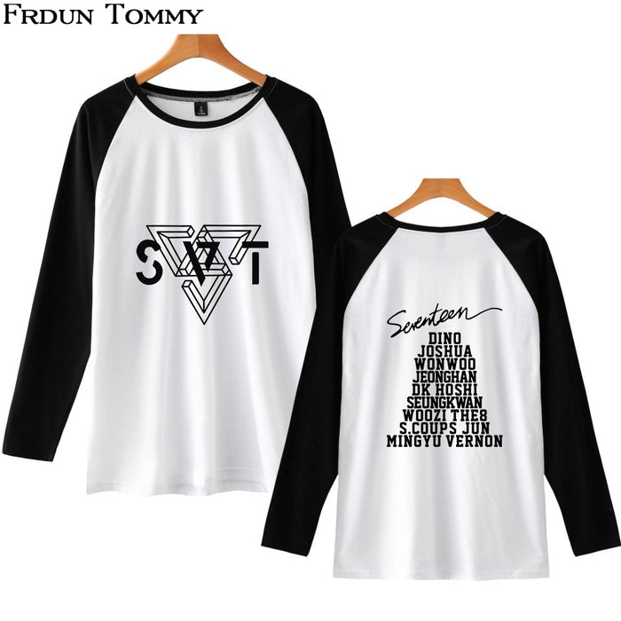 SEVENTEEN Raglan T-shirt Long Sleeve O-neck Casual Soft Summer  T-shirt