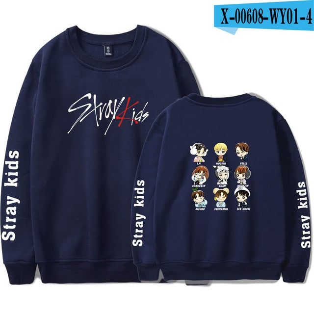 SHEIN Stray kids Sweatshirt O-neck Popular Casual Pullovers Round Collar New Streetwear Unisex Sweatshirt