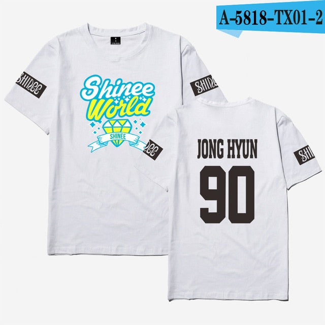 SHINee Kpop Short T-shirt Women/Men Tee Shirt Women Fans K-pop Woman Tshirt Top Member Name Print Jonghyun R.I.P TShirt