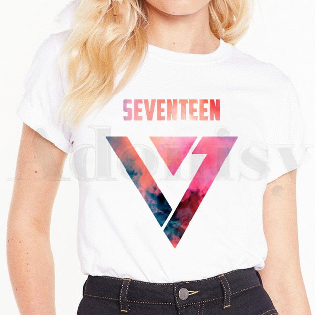 Seventeen Kpop Women's T-shirt Short Sleeve  Vogue Vintage