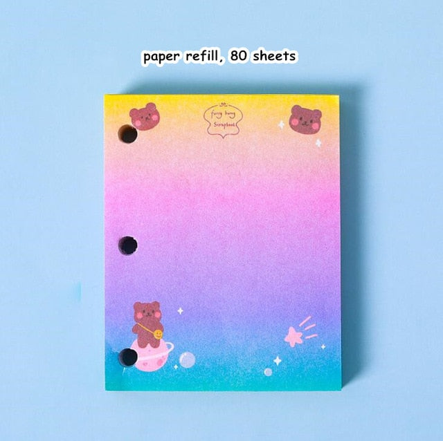 Kawaii 80 Sheet 3 Holes PU Cover Mini Loose-leaf Journal Notebook Diary Agenda Notepad School Stationery