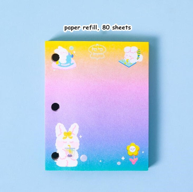 Kawaii 80 Sheet 3 Holes PU Cover Mini Loose-leaf Journal Notebook Diary Agenda Notepad School Stationery