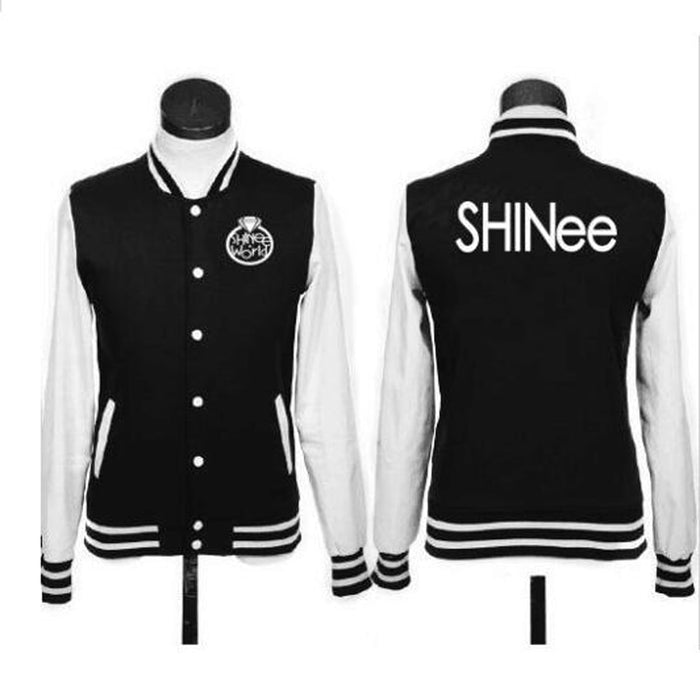 Shinee KPOP taemin key Baseball Uniform jacket Women Men Plus Size k-pop Zip-up Hoodies Sweatshirt