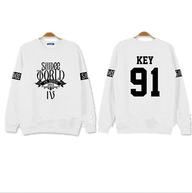 Shinee concert fans supportive hoodies kpop taemin min ho o neck black white sweatshirt pullover
