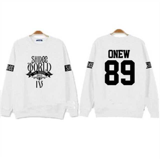 Shinee concert fans supportive hoodies kpop taemin min ho o neck black white sweatshirt pullover