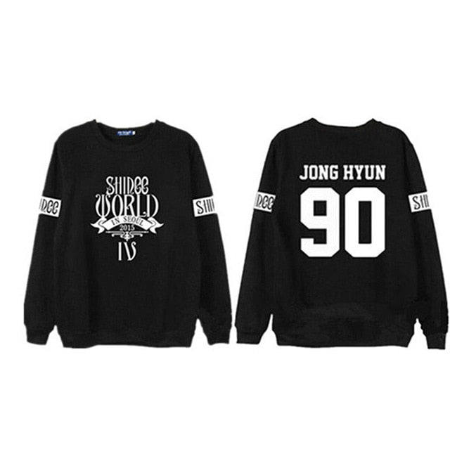 Shinee concert fans supportive hoodies kpop taemin min ho o neck black white sweatshirt pullover