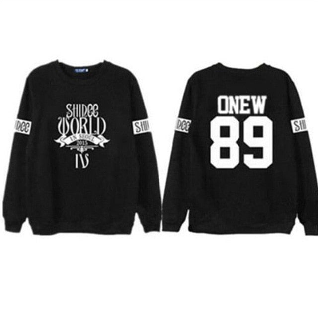 Shinee concert fans supportive hoodies kpop taemin min ho o neck black white sweatshirt pullover