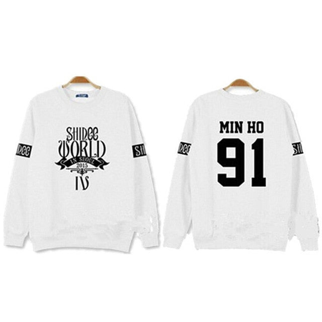 Shinee concert fans supportive hoodies kpop taemin min ho o neck black white sweatshirt pullover