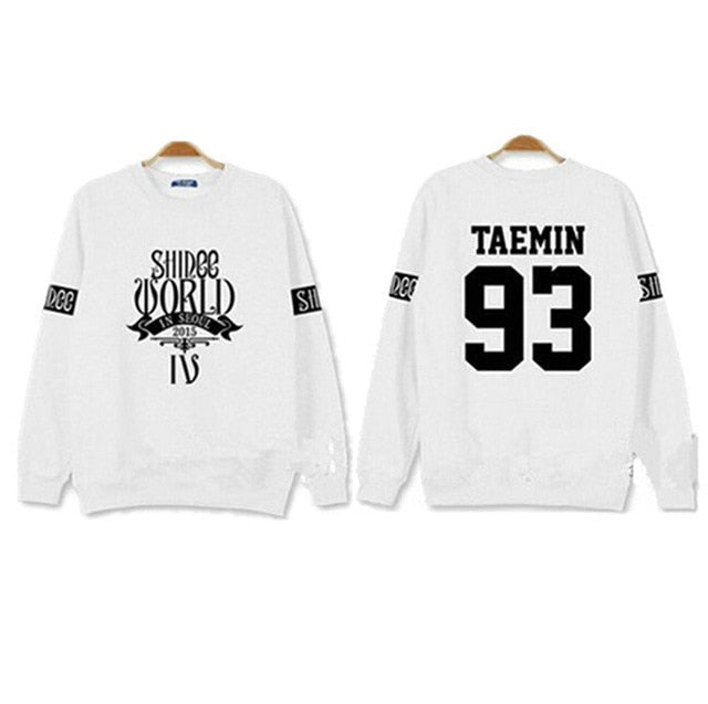 Shinee concert fans supportive hoodies kpop taemin min ho o neck black white sweatshirt pullover