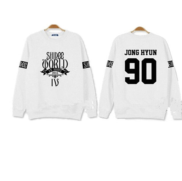 Shinee concert fans supportive hoodies kpop taemin min ho o neck black white sweatshirt pullover