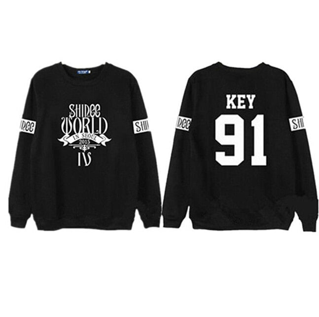 Shinee concert fans supportive hoodies kpop taemin min ho o neck black white sweatshirt pullover