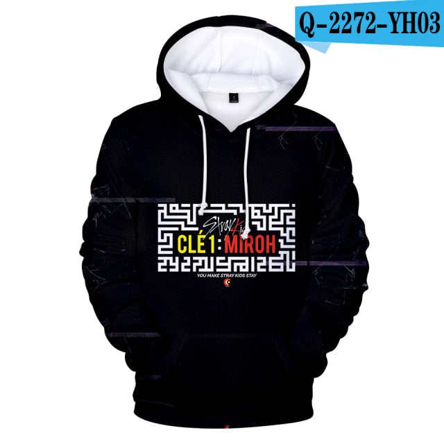 Stray Kids 3D Hoodies Men Women 2019 New Fashion Autumn High Quality Design Hip Hop Hoodie Korean Band Stray Kids Sweatshirts